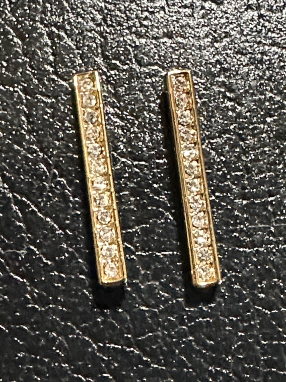 Fossil Gold Tone Crystal Glitz Bar Stud Earrings